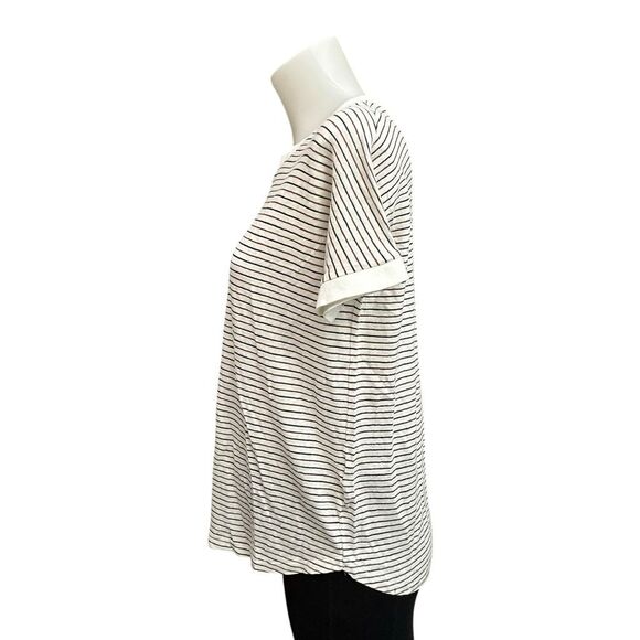 Madewell Hemp Organic Cotton Blend Striped Drapey Tee‎ Crew Neck Small - Picture 3 of 8
